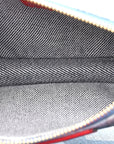 Denim Damier Monogram Patchwork Multi Pochette Accessories Blue Rouge