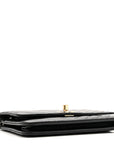 Lambskin Chevron Quilted Trendy CC Wallet On Chain WOC Black