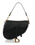Grained Calfskin Saddle Bag Black