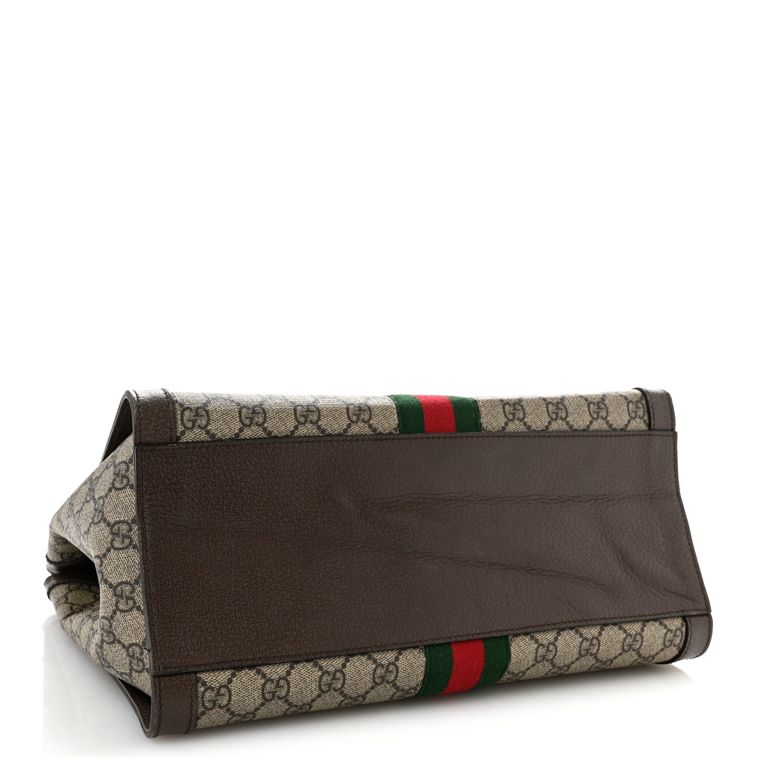 GG Supreme Monogram Web Medium Ophidia Tote Bag Brown