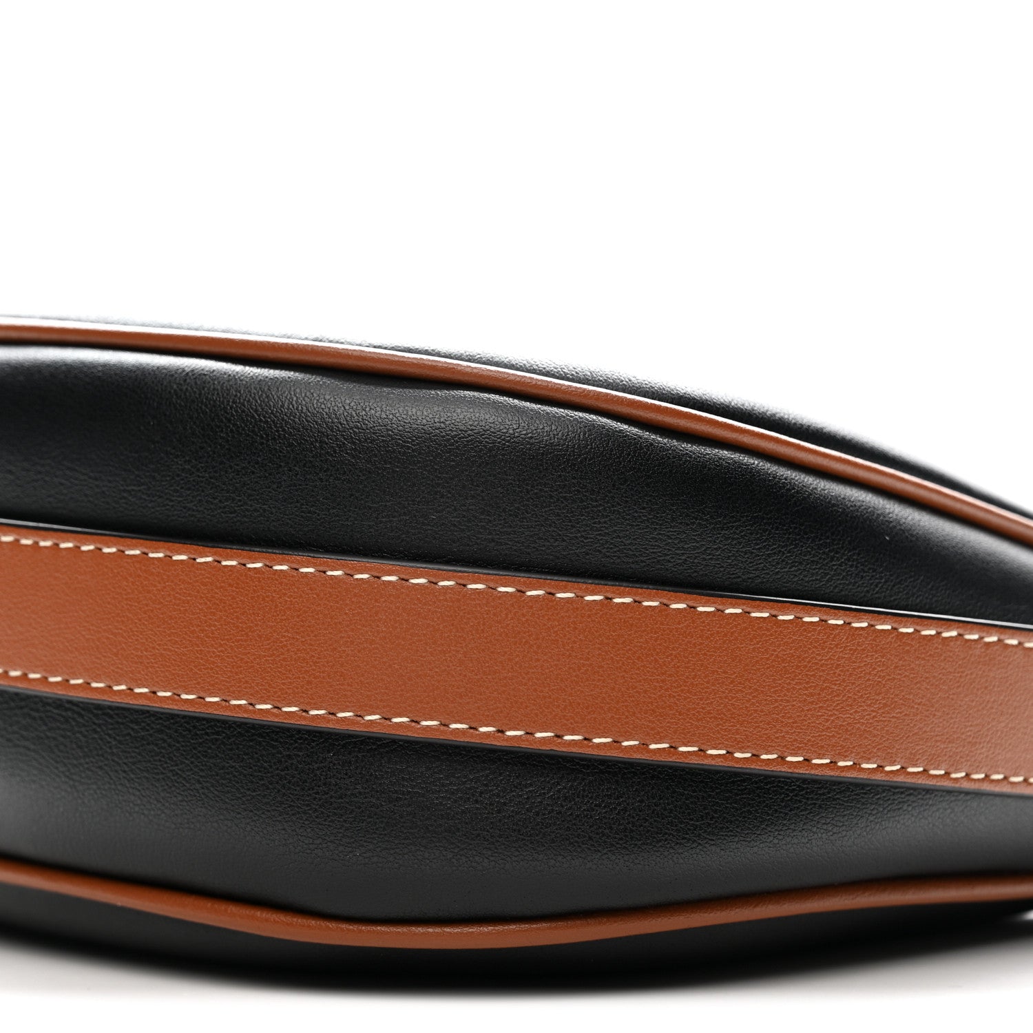 Smooth Calfskin Medium Strap Ava Shoulder Bag Black Tan