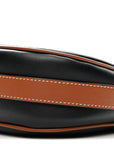 Smooth Calfskin Medium Strap Ava Shoulder Bag Black Tan