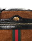 Suede Patent Web Mini Ophidia Shoulder Bag Nocciola Black