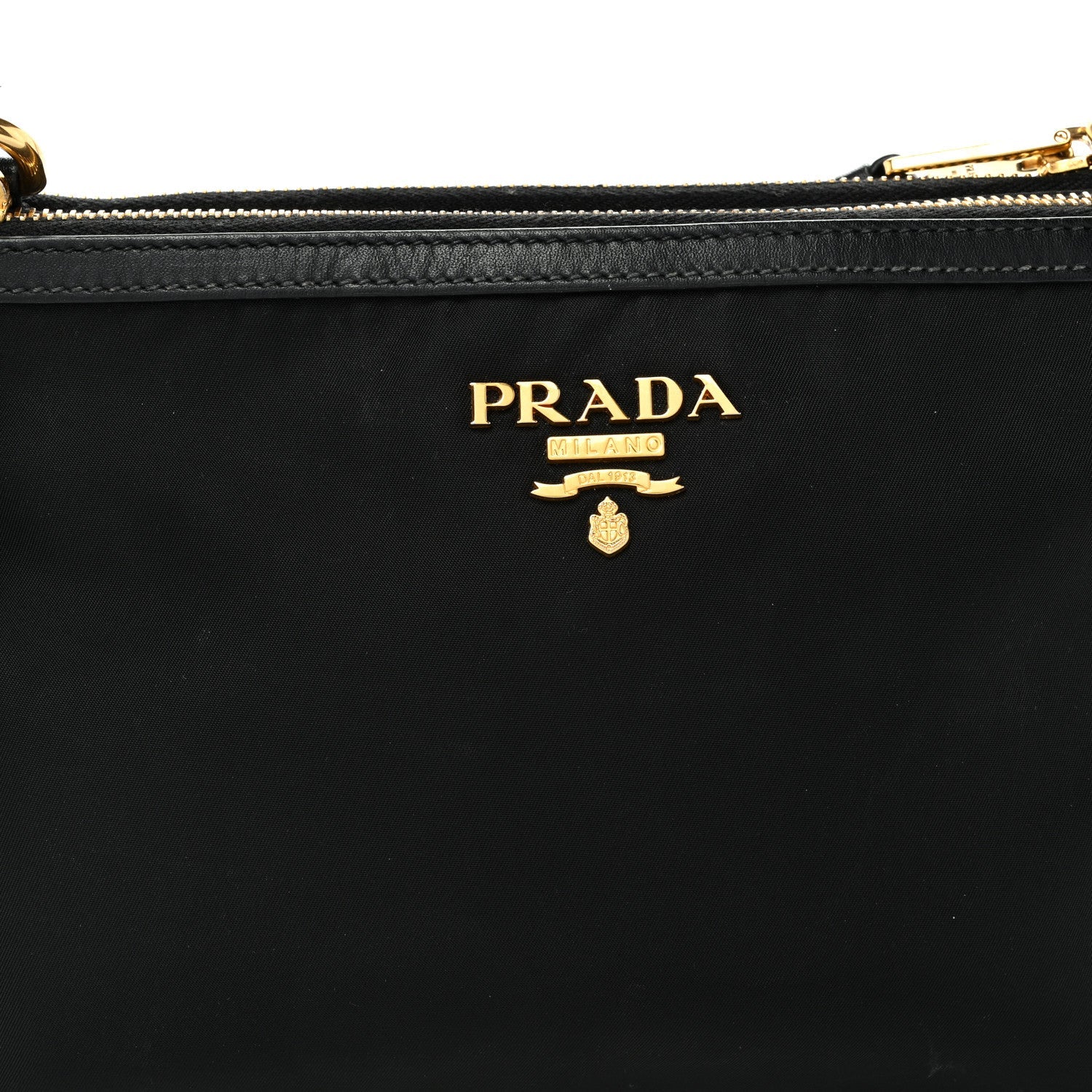 Tessuto Nylon Soft Calf Double Zip Crossbody Bag Black