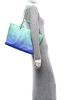 Shaded Calfskin Small Deauville Tote Light Green Turquoise Purple
