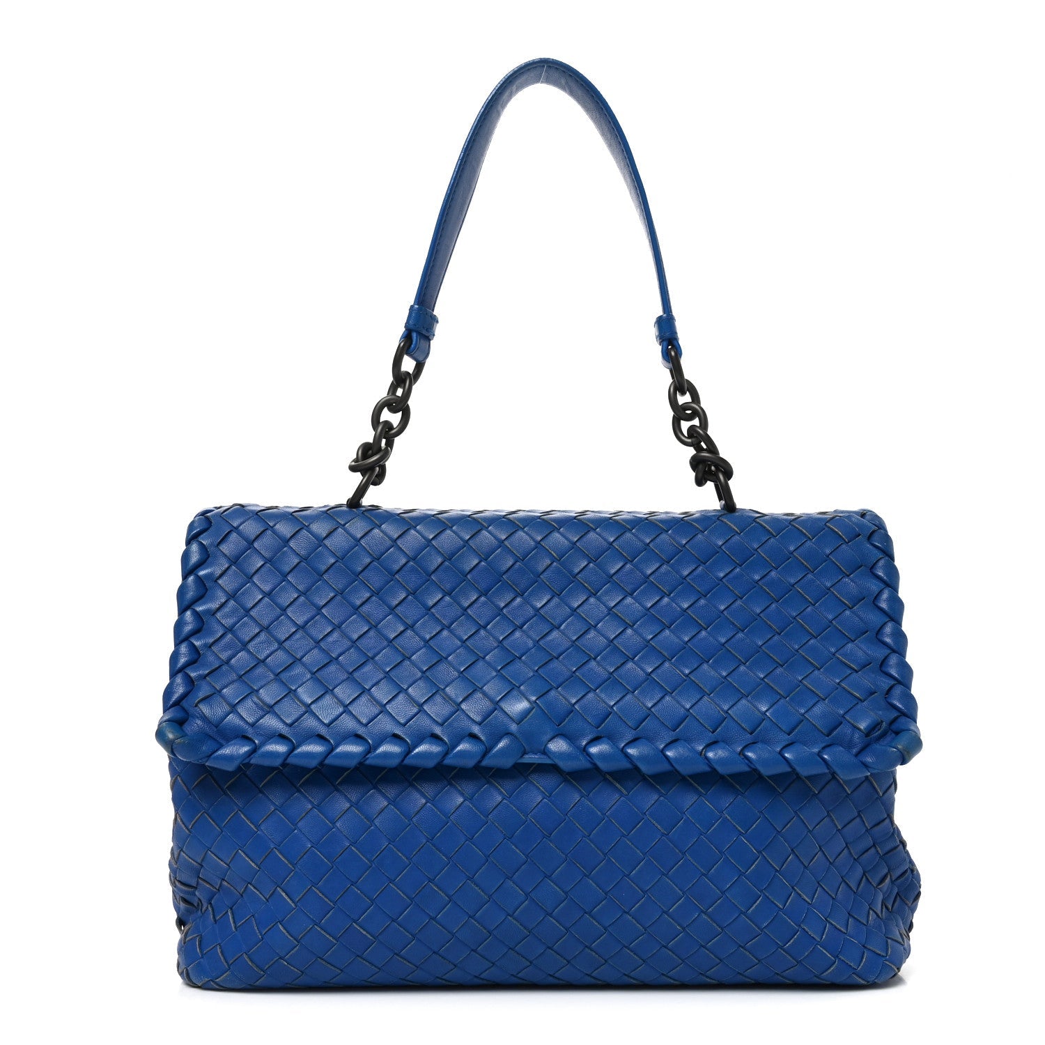 Nappa Intrecciato Medium Olimpia Shoulder Bag Blue