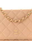 Caviar Quilted Wallet on Chain WOC Beige
