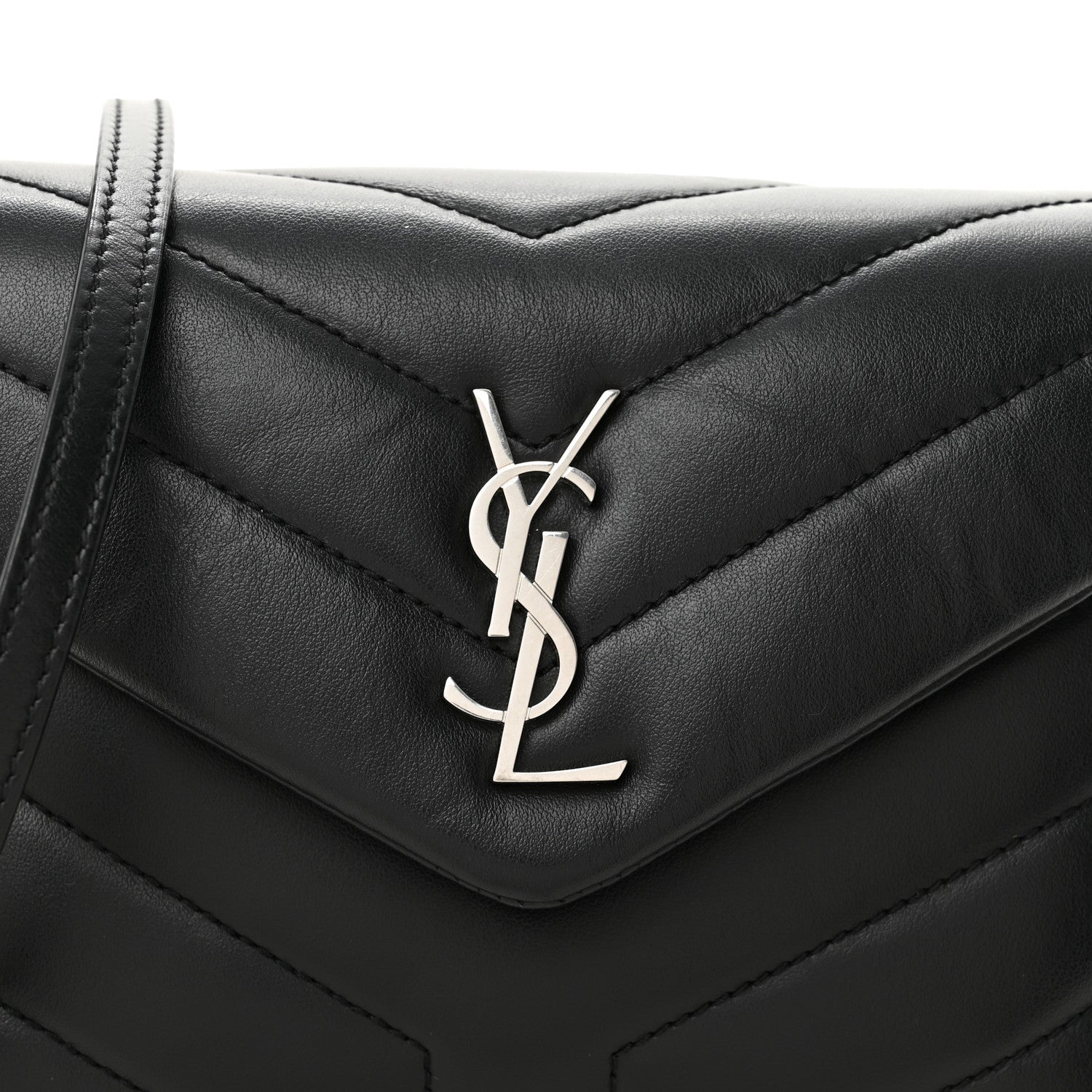Calfskin Y Quilted Monogram Toy Loulou Crossbody Bag Black