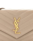 Grain De Poudre Matelasse Chevron Monogram Envelope Chain Wallet Dark Beige