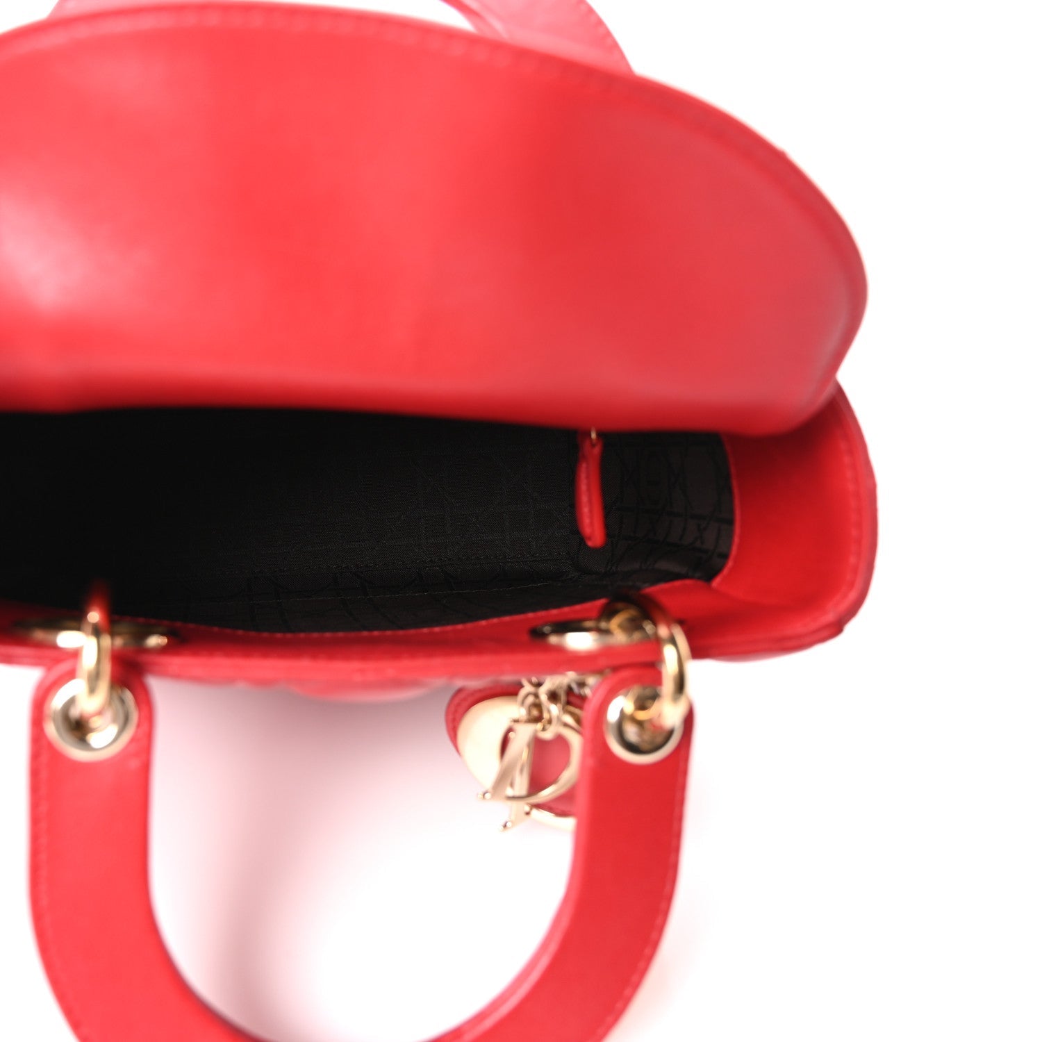 Lambskin Cannage Small Lucky Badges Lady D1OR Red
