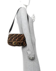 Shearling Vitello Dolce Macro FF 1974 Baguette Tobacco Black