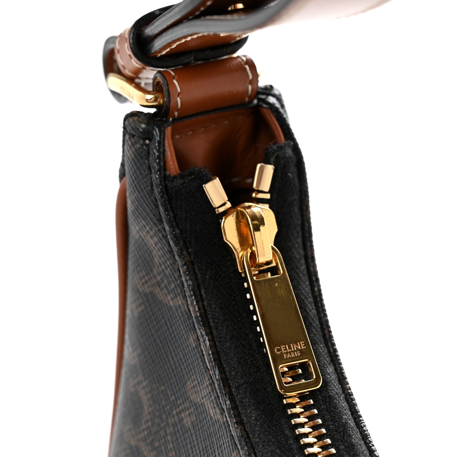 Triomphe Canvas Calfskin Ava Shoulder Bag Tan