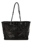 Glazed Calfskin Small Deauville Tote Black