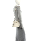 Vitello Seta Suede FF Mini Peekaboo Iconic Satchel White Ice
