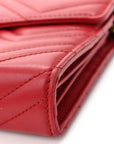 Calfskin Matelasse GG Marmont Chain Wallet Hibiscus Red