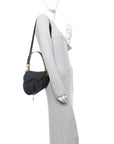 Grained Calfskin Saddle Bag With Strap Black
