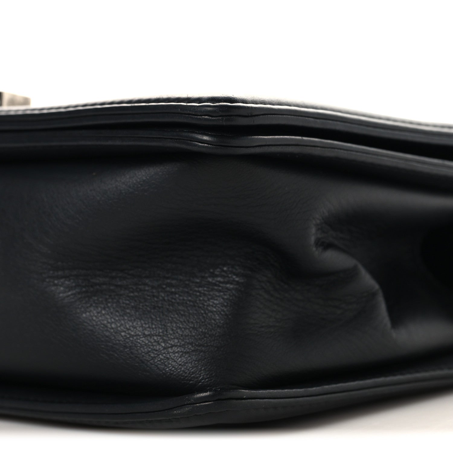 Calfskin Chevron Quilted Medium Chain Boy Flap Black