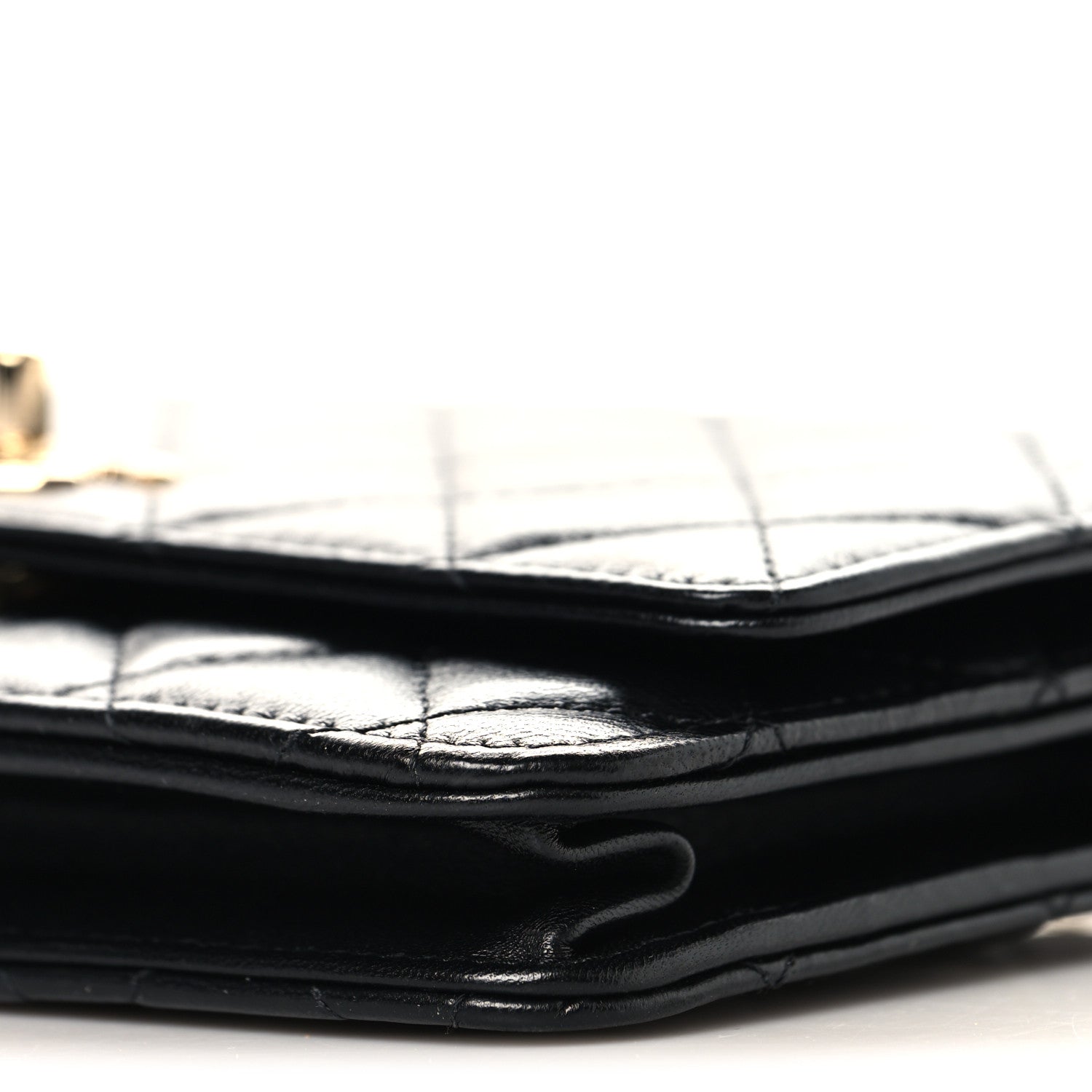 Lambskin Quilted Trendy CC Wallet On Chain WOC Black