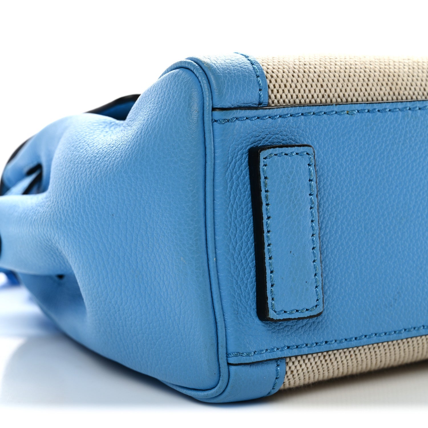 Grained Calfskin Canvas Small La Medusa Chain Top Handle Handbag Rope Blue