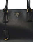 Saffiano Medium Galleria Double Zip Tote Black