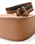 Vitello Daino Soft Zippered Hobo Shoulder Bag Caramel