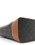 Triomphe Canvas Calfskin Small Bucket Bag Tan