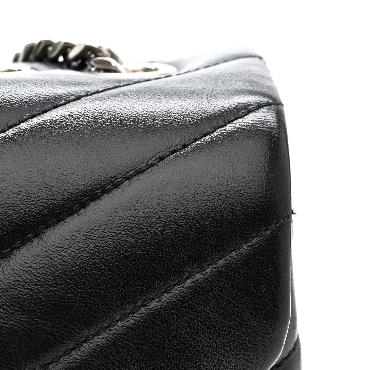 Calfskin Y Quilted Monogram Medium Loulou Chain Satchel Black