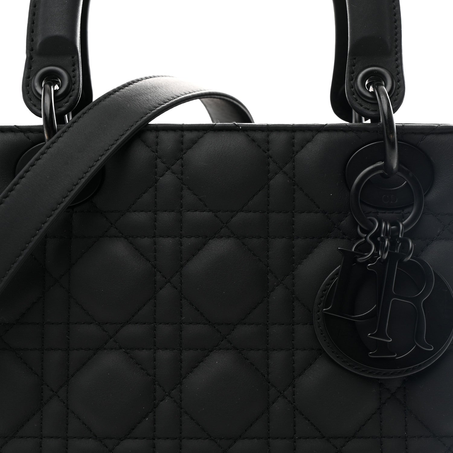 Ultra Matte Calfskin Cannage Medium Lady D1OR Black