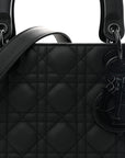 Ultra Matte Calfskin Cannage Medium Lady D1OR Black