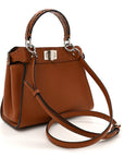 Cuoio Romano Snakeskin Selleria Mini Peekaboo Iconic Satchel Cappuccino