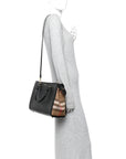 Calfskin Mega Check Small Banwell Tote Black