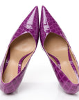 Gloss Calfskin Crocodile Embossed Punta Wedge Heels 40 Venom