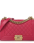 Lambskin Quilted Medium Boy Flap Fuchsia