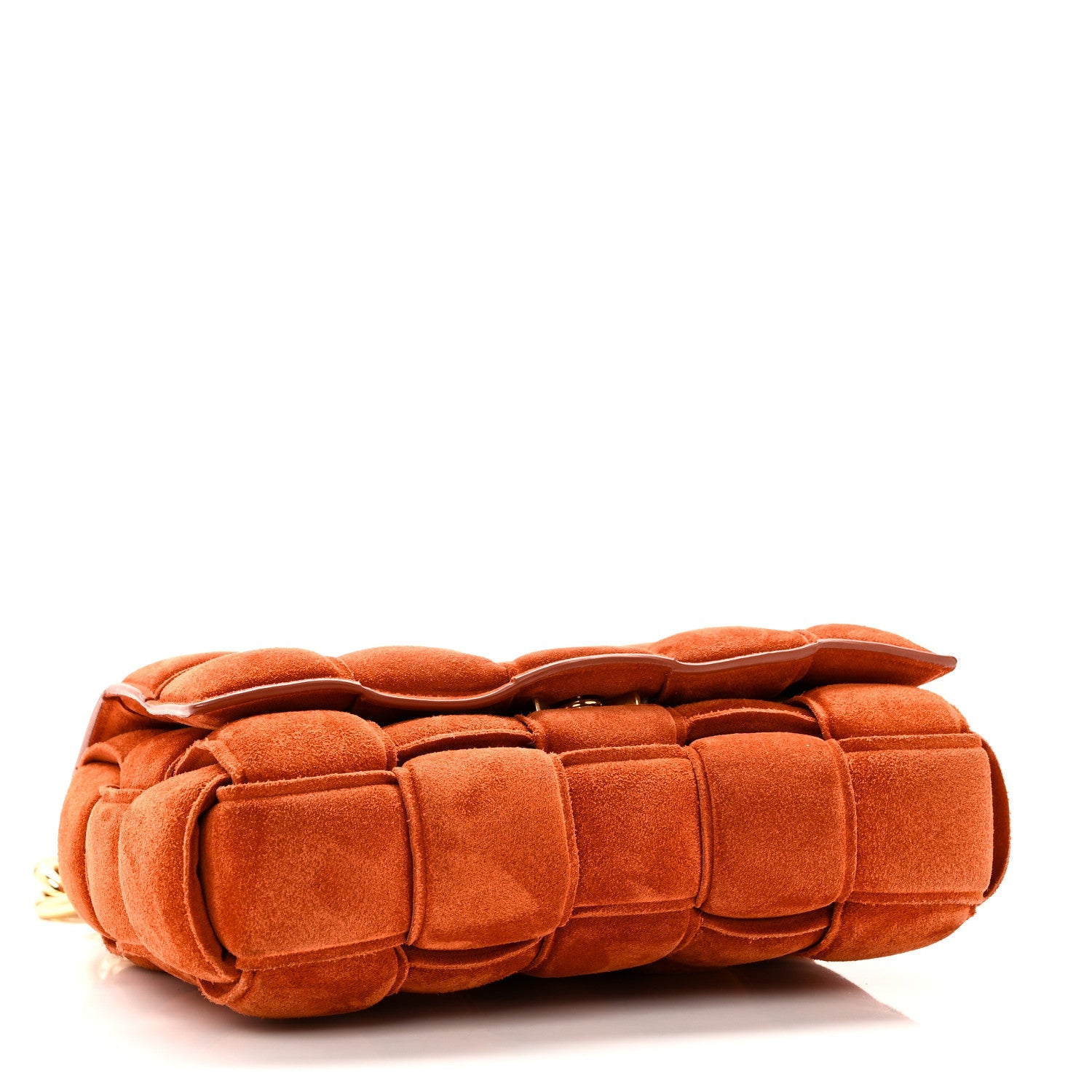 Suede Maxi Intrecciato Padded Chain Cassette Crossbody Bag Maple