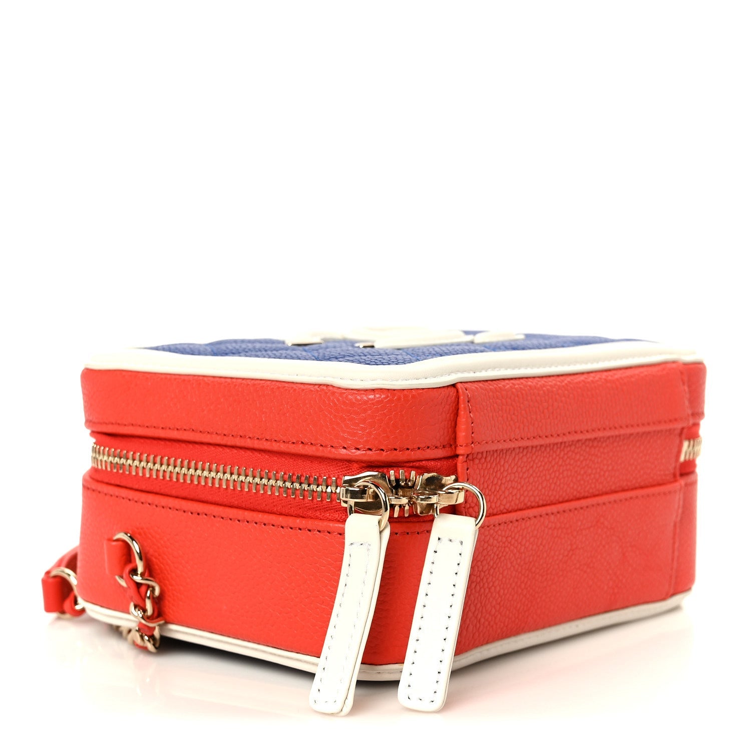 Caviar Quilted Small CC Filigree Vanity Case Blue White Red