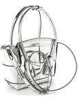 Mirror Laminated Nappa Maxi Intrecciato Mini Arco  Silver