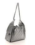 Metallic Caviar Quilted Small CHNL 25 Handbag Anthracite