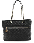 Lambskin Quilted Large Tote Black