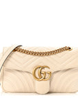 Calfskin Matelasse Small GG Marmont Shoulder Bag White