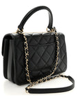Lambskin Quilted Small Trendy CC Dual Handle Flap Bag Black