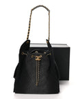 Washed Denim Quilted Medium CHNL 25 Handbag Black