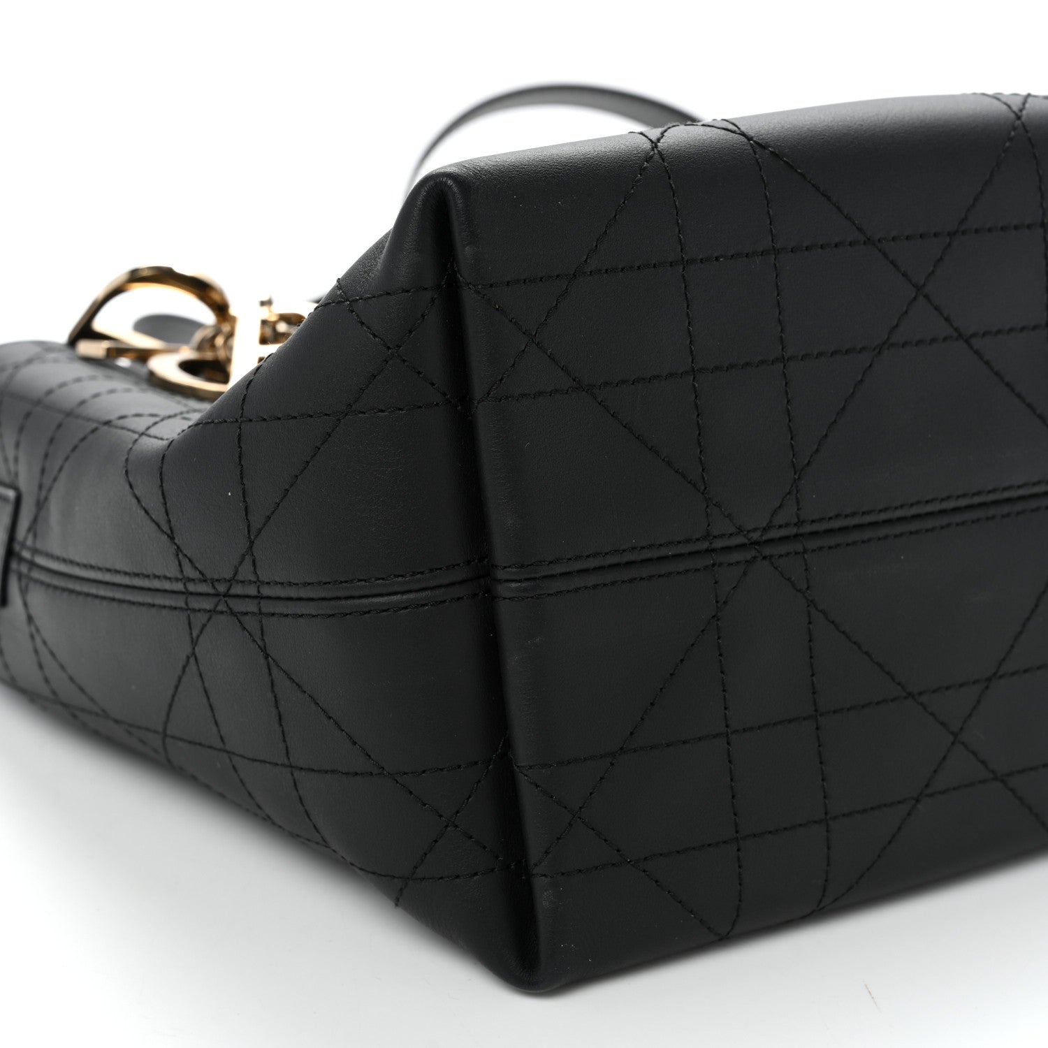 Smooth Calfskin Vintage Flat Macrocannage Small Toujours Vertical Tote Black