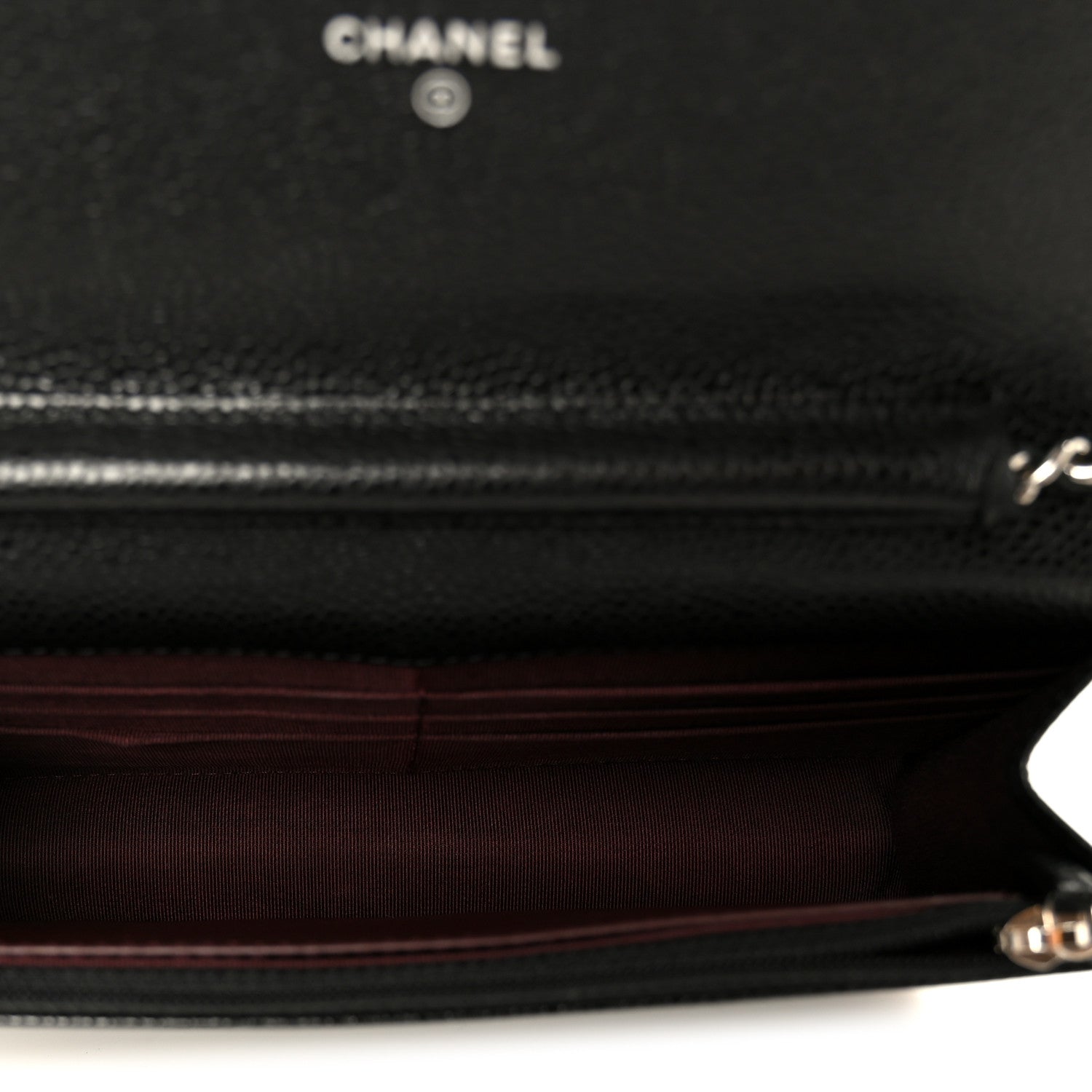 Caviar Quilted Wallet on Chain WOC Black