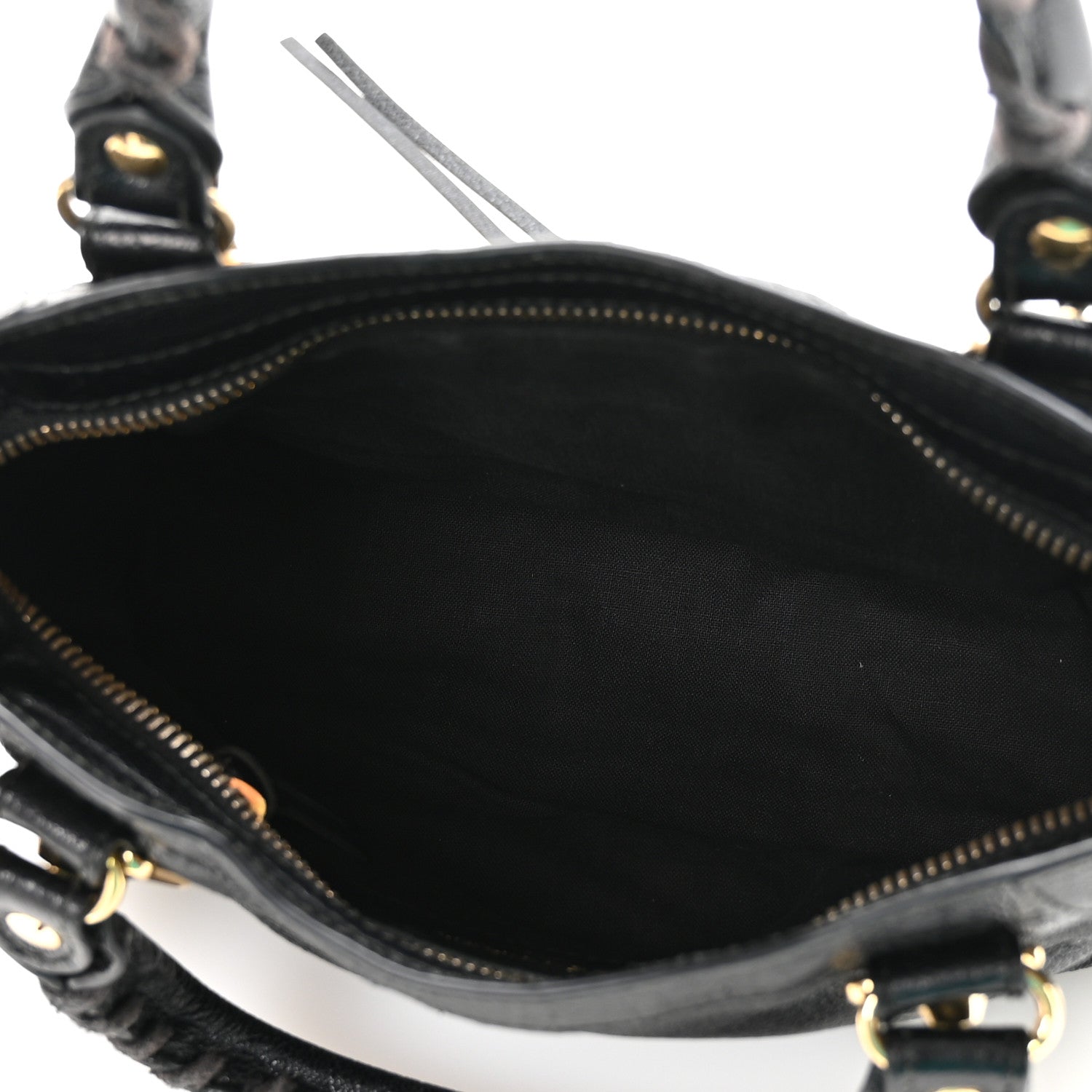 Chevre Gold Metallic Edge Hardware Mini City Black