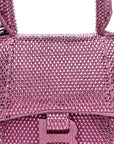 Strass Suede Hourglass Top Handle Bag XS Pink