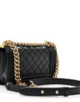 Lambskin Quilted Small Boy Flap Black