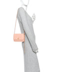 Lambskin Quilted CC Pearl Crush Wallet on Chain WOC Light Orange