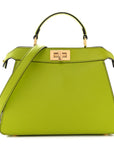 Vitello Seta Shiny Nappa Small Peekaboo I SEE U Satchel Wasabi White