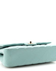 Caviar Quilted Medium Double Flap Light Blue