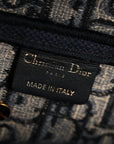 Oblique Embroidered Saddle Bag Blue